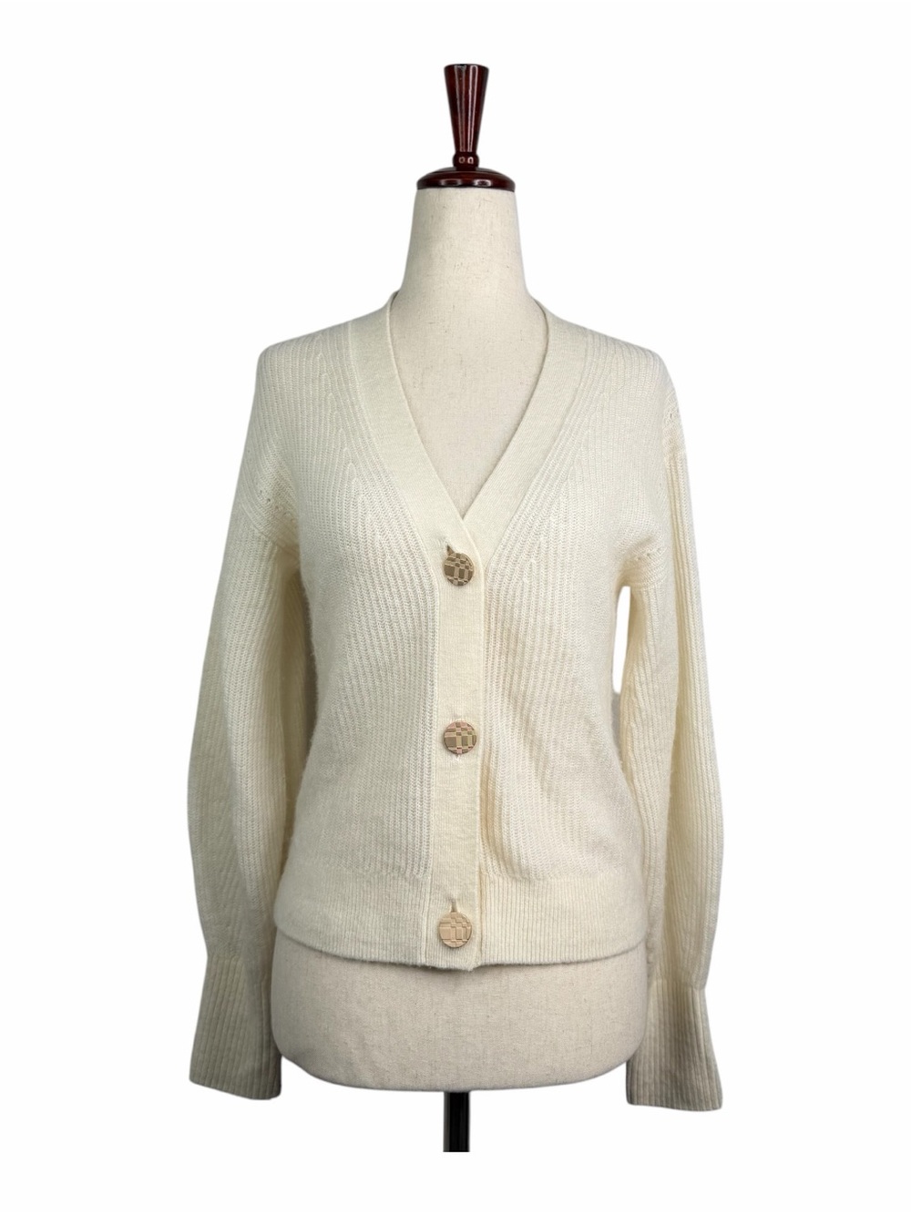 Quince Cashmere? Alpaca? Soft Cardigan Sweater Ivory Ribbed Knit V-Neck XS *READ